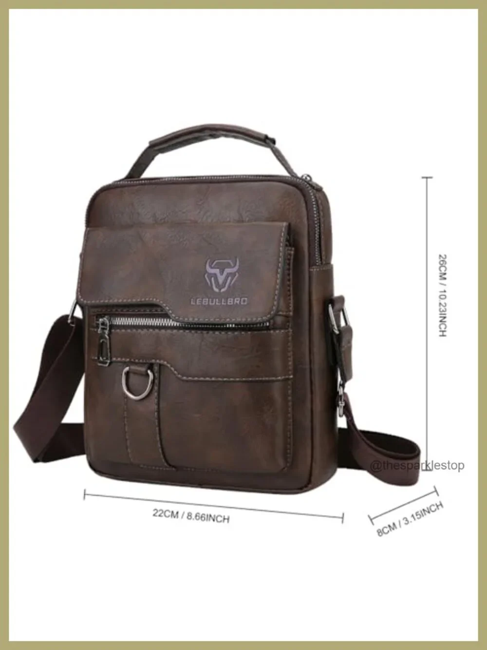 Men's Leather Crossbody Sling Bag Messenger with Multiple Pockets